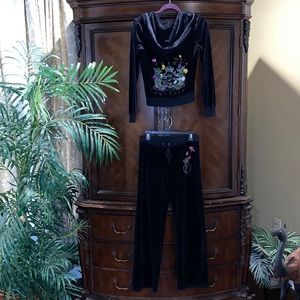Juicy Couture Black Velour Tracksuit Set with Glitter Accents!